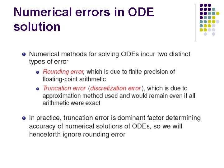 Numerical errors in ODE solution 