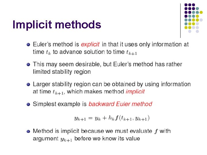 Implicit methods 