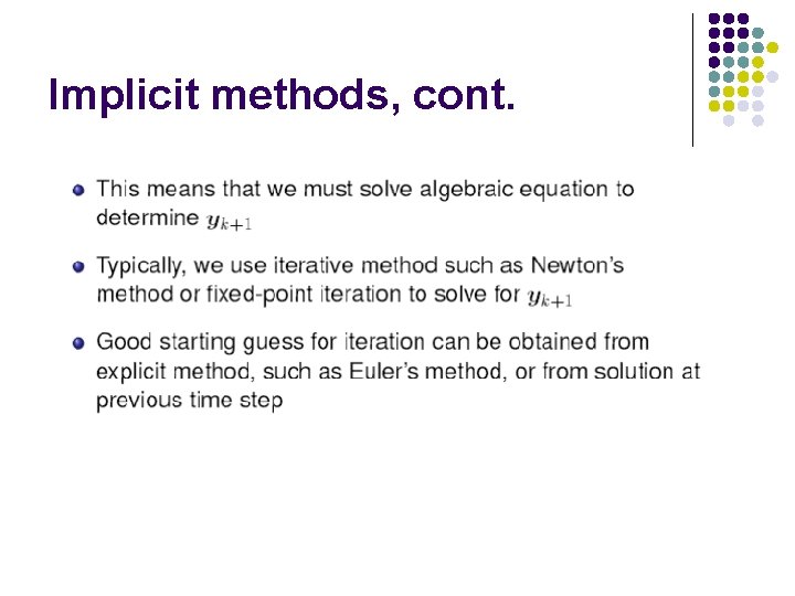 Implicit methods, cont. 