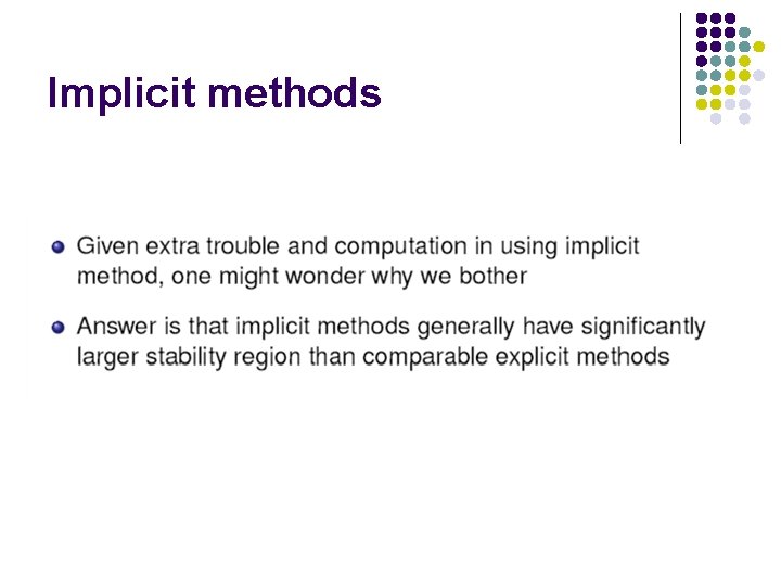 Implicit methods 