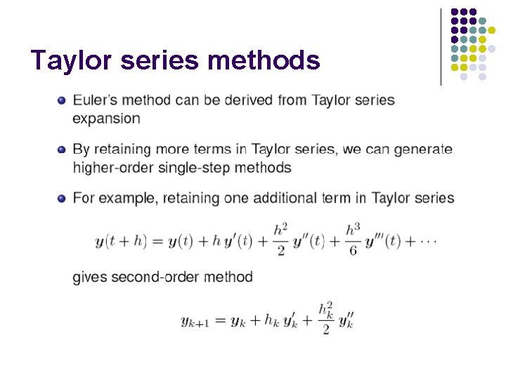 Taylor series methods 