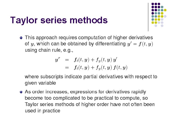 Taylor series methods 