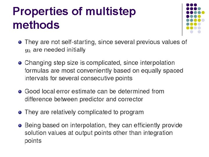 Properties of multistep methods 