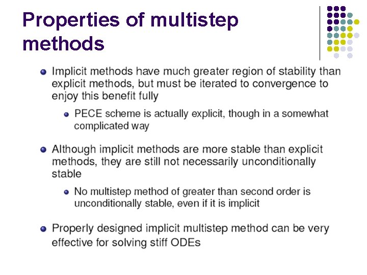 Properties of multistep methods 