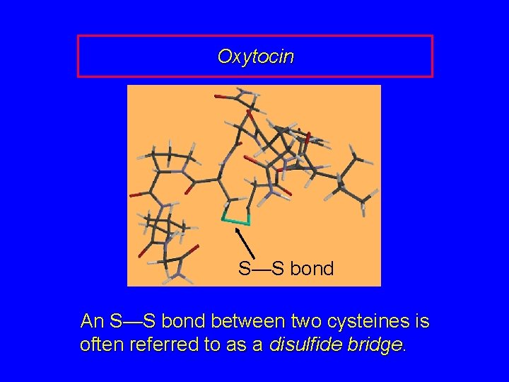Oxytocin S—S bond An S—S bond between two cysteines is often referred to as