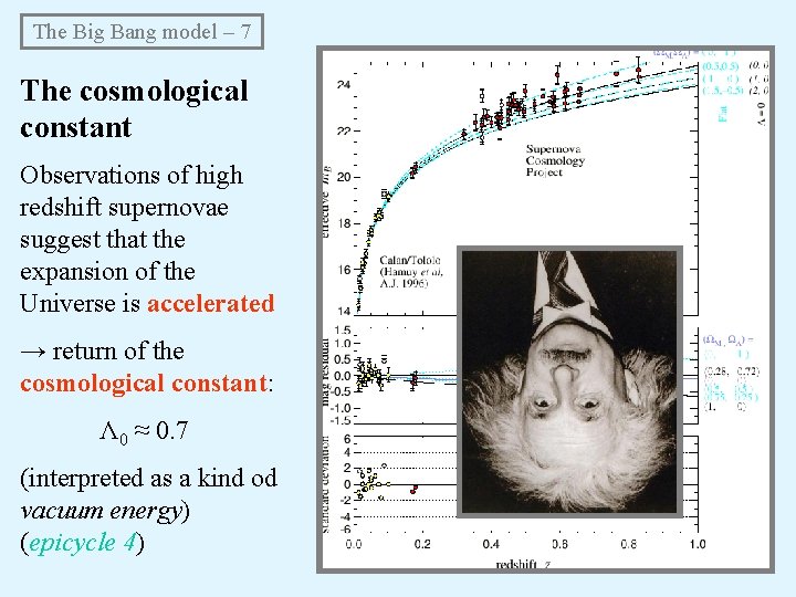 The Big Bang model – 7 The cosmological constant Observations of high redshift supernovae The Big Bang model – 7 The cosmological constant Observations of high redshift supernovae