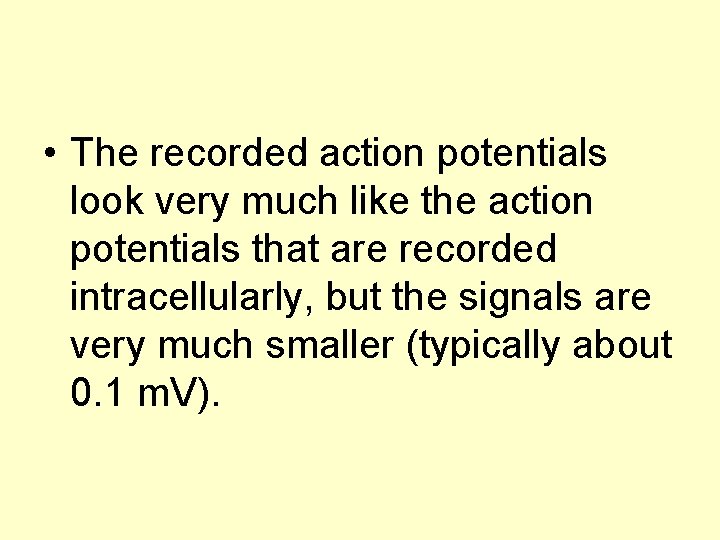  • The recorded action potentials look very much like the action potentials that