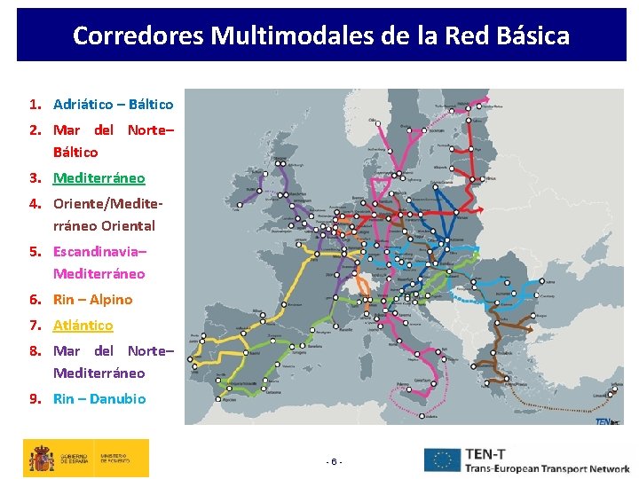 Corredores Multimodales de la Red Básica 1. Adriático – Báltico 2. Mar del Norte–