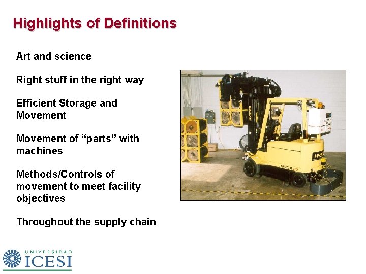 Highlights of Definitions Art and science Right stuff in the right way Efficient Storage