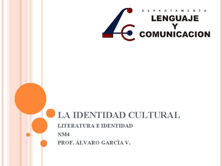 LA IDENTIDAD CULTURAL LITERATURA E IDENTIDAD NM 4 PROF. ÁLVARO GARCÍA V. 