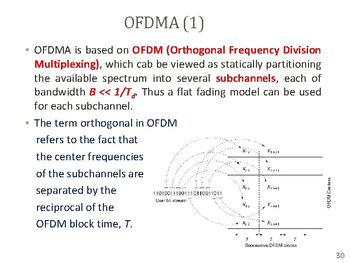 OFDMA (1) • OFDMA is based on OFDM (Orthogonal Frequency Division Multiplexing), which cab