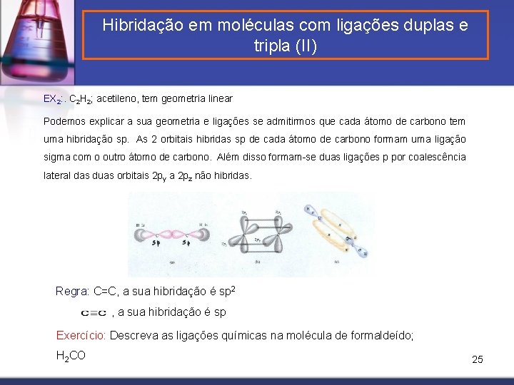 Hibridação em moléculas com ligações duplas e tripla (II) EX 2: . C 2