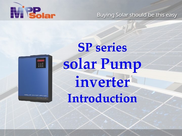 SP series solar Pump inverter Introduction 