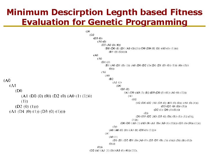 Minimum Descirption Legnth based Fitness Evaluation for Genetic Programming 