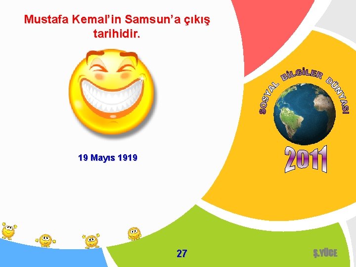 Mustafa Kemal’in Samsun’a çıkış tarihidir. 19 Mayıs 1919 27 Ş. YÜCE 