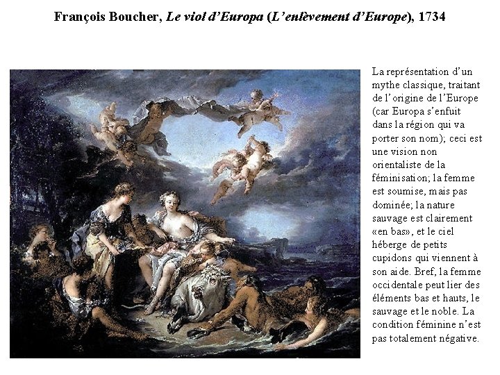 François Boucher, Le viol d’Europa (L’enlèvement d’Europe), 1734 • La représentation d’un mythe classique,