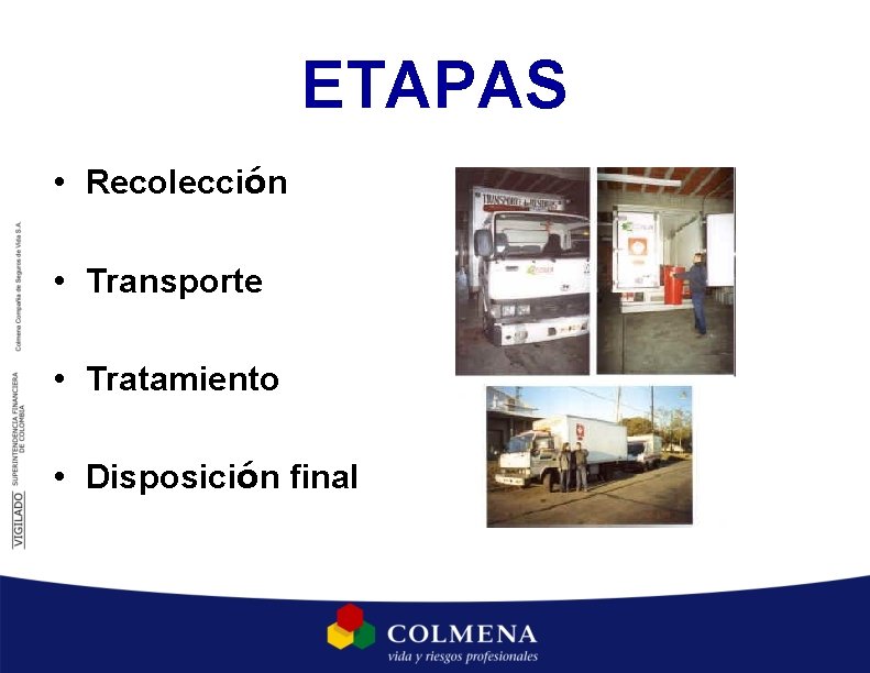 ETAPAS • Recolección • Transporte • Tratamiento • Disposición final ETAPAS • Recolección • Transporte • Tratamiento • Disposición final