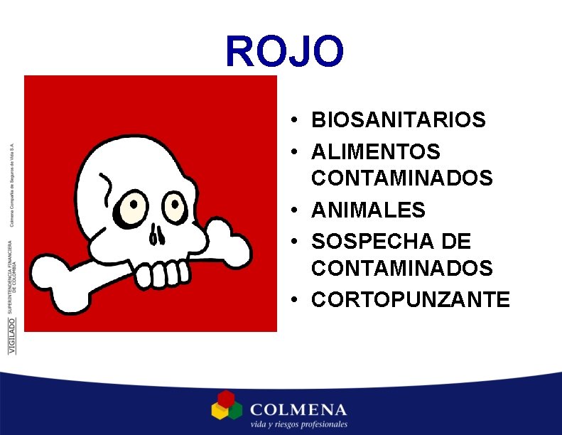 ROJO • BIOSANITARIOS • ALIMENTOS CONTAMINADOS • ANIMALES • SOSPECHA DE CONTAMINADOS • CORTOPUNZANTE ROJO • BIOSANITARIOS • ALIMENTOS CONTAMINADOS • ANIMALES • SOSPECHA DE CONTAMINADOS • CORTOPUNZANTE