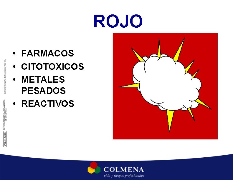 ROJO • FARMACOS • CITOTOXICOS • METALES PESADOS • REACTIVOS ROJO • FARMACOS • CITOTOXICOS • METALES PESADOS • REACTIVOS