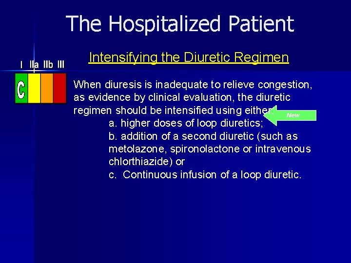 The Hospitalized Patient Intensifying the Diuretic Regimen When diuresis is inadequate to relieve congestion,