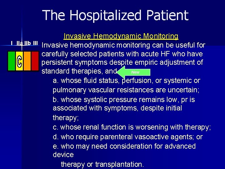 The Hospitalized Patient I IIa IIb III Invasive Hemodynamic Monitoring Invasive hemodynamic monitoring can