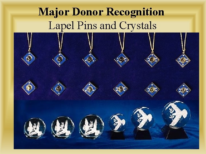 Major Donor Recognition Lapel Pins and Crystals 