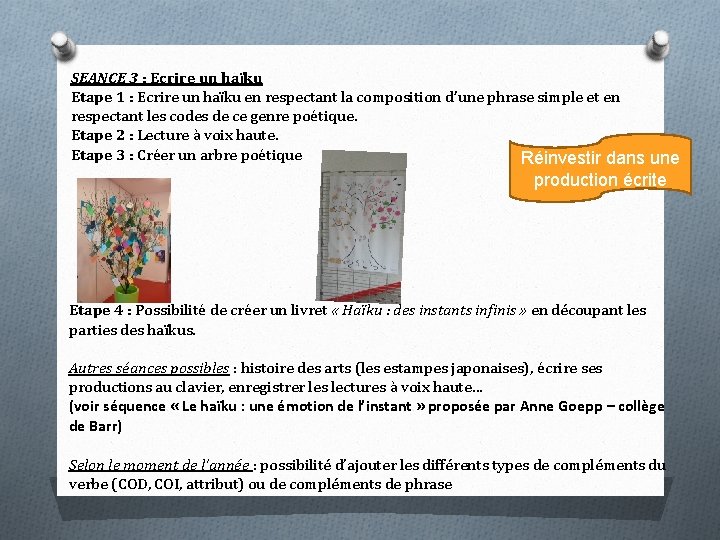 SEANCE 3 : Ecrire un haïku Etape 1 : Ecrire un haïku en respectant