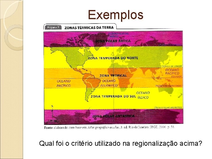 Exemplos Qual foi o critério utilizado na regionalização acima? 