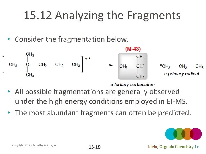 15. 12 Analyzing the Fragments • Consider the fragmentation below. • All possible fragmentations