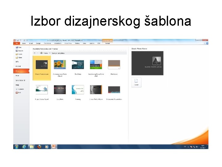 Izbor dizajnerskog šablona 