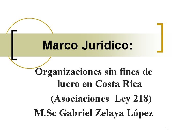 Marco Jurídico: Organizaciones sin fines de lucro en Costa Rica (Asociaciones Ley 218) M.
