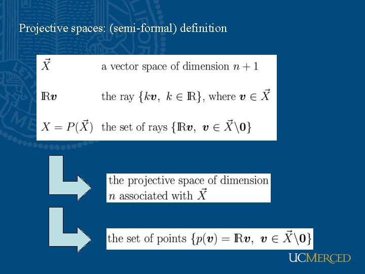 Projective spaces: (semi-formal) definition 