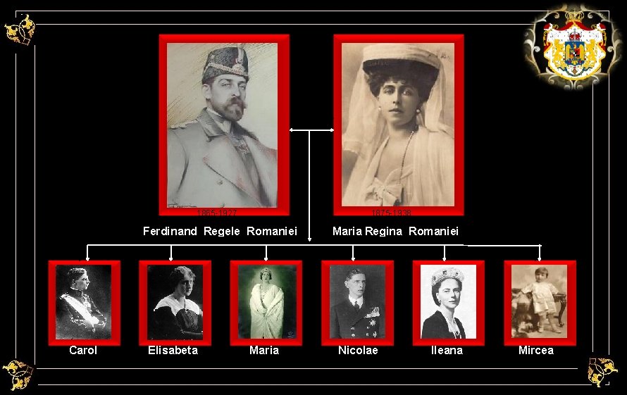 1865 -1927 1875 -1938 Ferdinand Regele Romaniei Carol Elisabeta Maria Regina Romaniei Nicolae Ileana