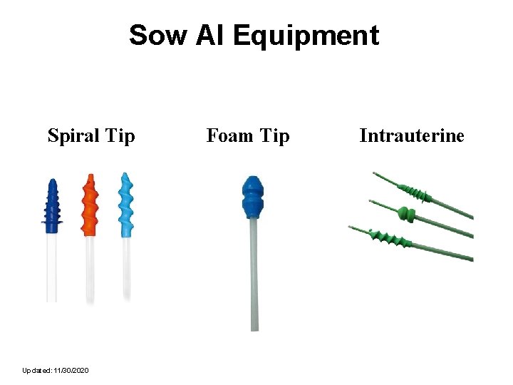 Sow AI Equipment Spiral Tip Updated: 11/30/2020 Foam Tip Intrauterine 