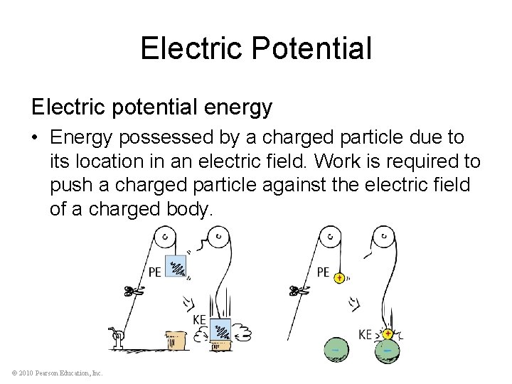 Electric Potential Electric potential energy • Energy possessed by a charged particle due to