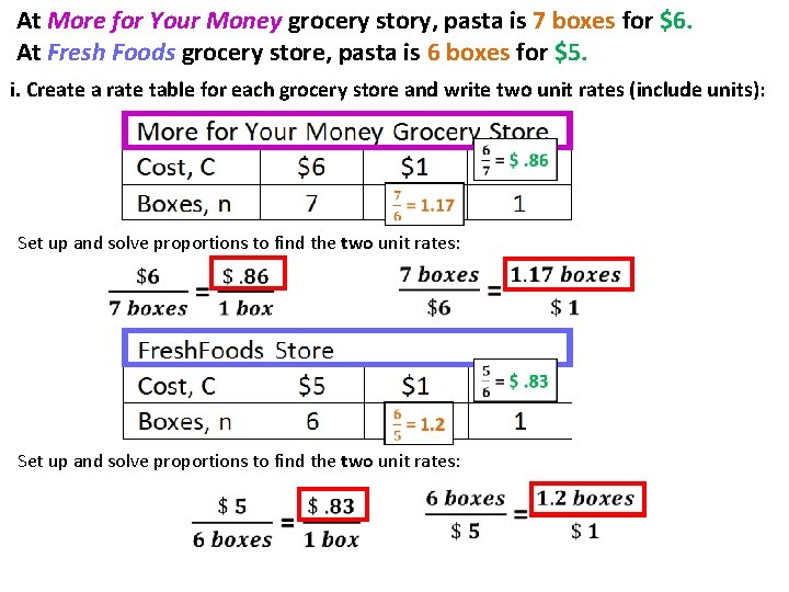 At More for Your Money grocery story, pasta is 7 boxes for $6. At At More for Your Money grocery story, pasta is 7 boxes for $6. At