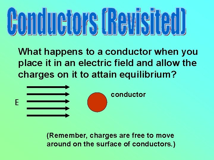 What happens to a conductor when you place it in an electric field and