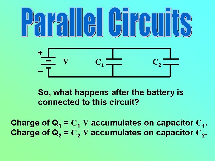 + _ V C 1 C 2 So, what happens after the battery is