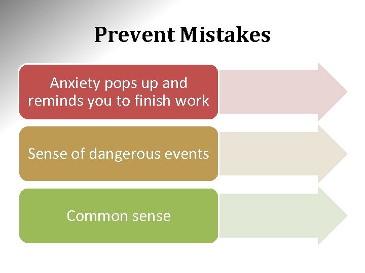 Prevent Mistakes Anxiety pops up and reminds you to finish work Sense of dangerous