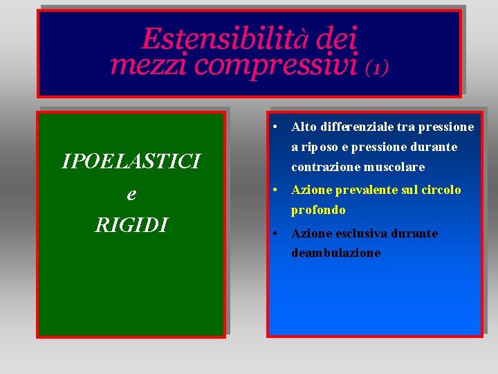 Estensibilità dei mezzi compressivi (1) IPOELASTICI e RIGIDI • Alto differenziale tra pressione a Estensibilità dei mezzi compressivi (1) IPOELASTICI e RIGIDI • Alto differenziale tra pressione a