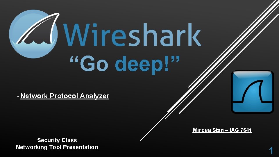 “Go deep!” • Network Protocol Analyzer Mircea Stan – IAG 7641 Security Class Networking