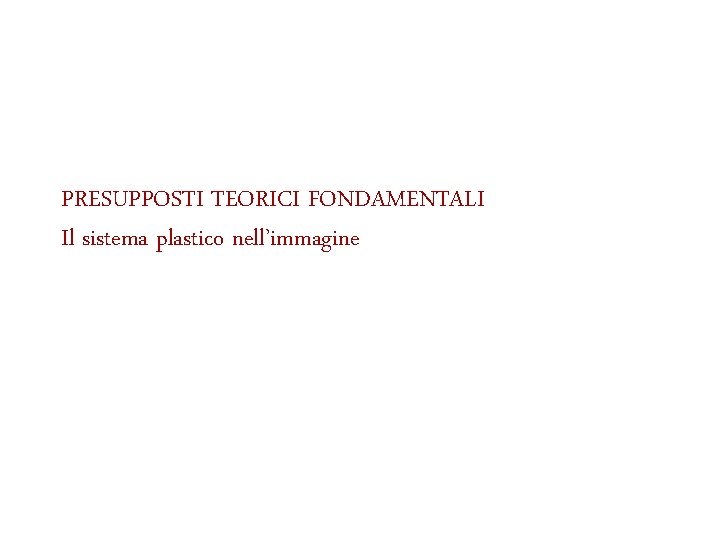 PRESUPPOSTI TEORICI FONDAMENTALI Il sistema plastico nell’immagine 