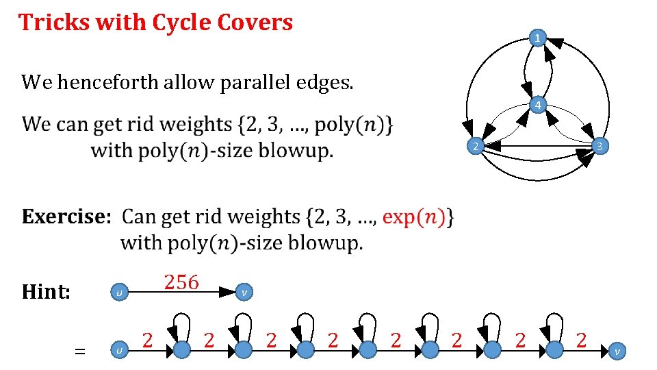 Tricks with Cycle Covers 1 We henceforth allow parallel edges. 4 2 3 Hint: