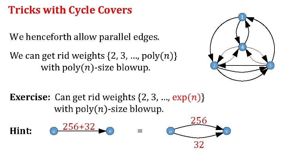 Tricks with Cycle Covers 1 We henceforth allow parallel edges. 4 2 3 Hint: