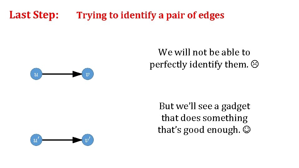 Last Step: Trying to identify a pair of edges We will not be able