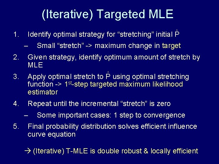 (Iterative) Targeted MLE 1. ^ Identify optimal strategy for “stretching” initial P – 2. (Iterative) Targeted MLE 1. ^ Identify optimal strategy for “stretching” initial P – 2.