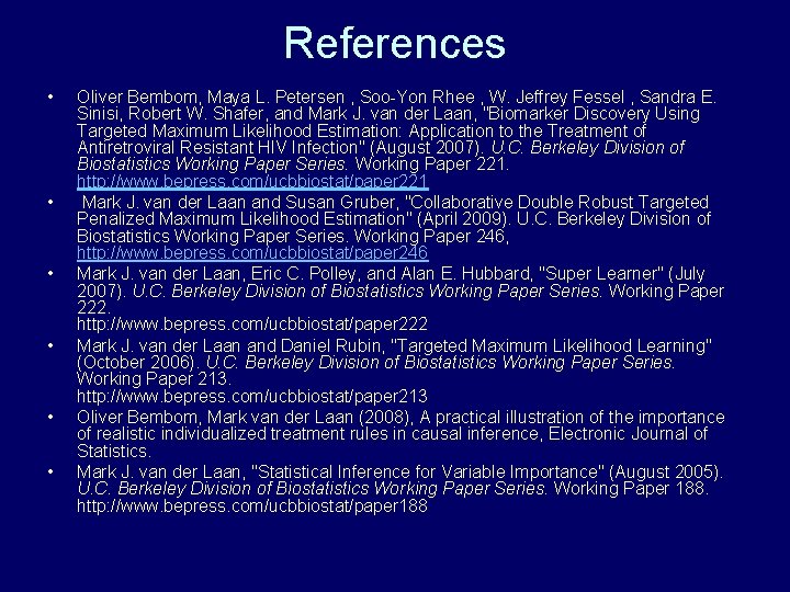 References • • • Oliver Bembom, Maya L. Petersen , Soo-Yon Rhee , W. References • • • Oliver Bembom, Maya L. Petersen , Soo-Yon Rhee , W.