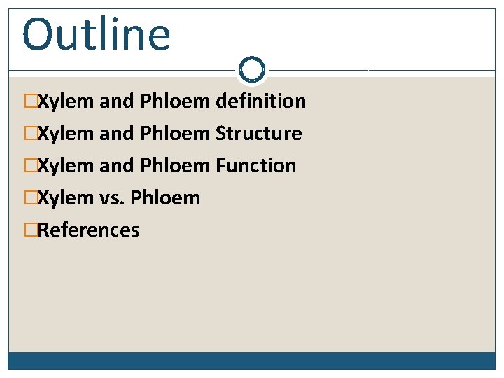 Outline �Xylem and Phloem definition �Xylem and Phloem Structure �Xylem and Phloem Function �Xylem