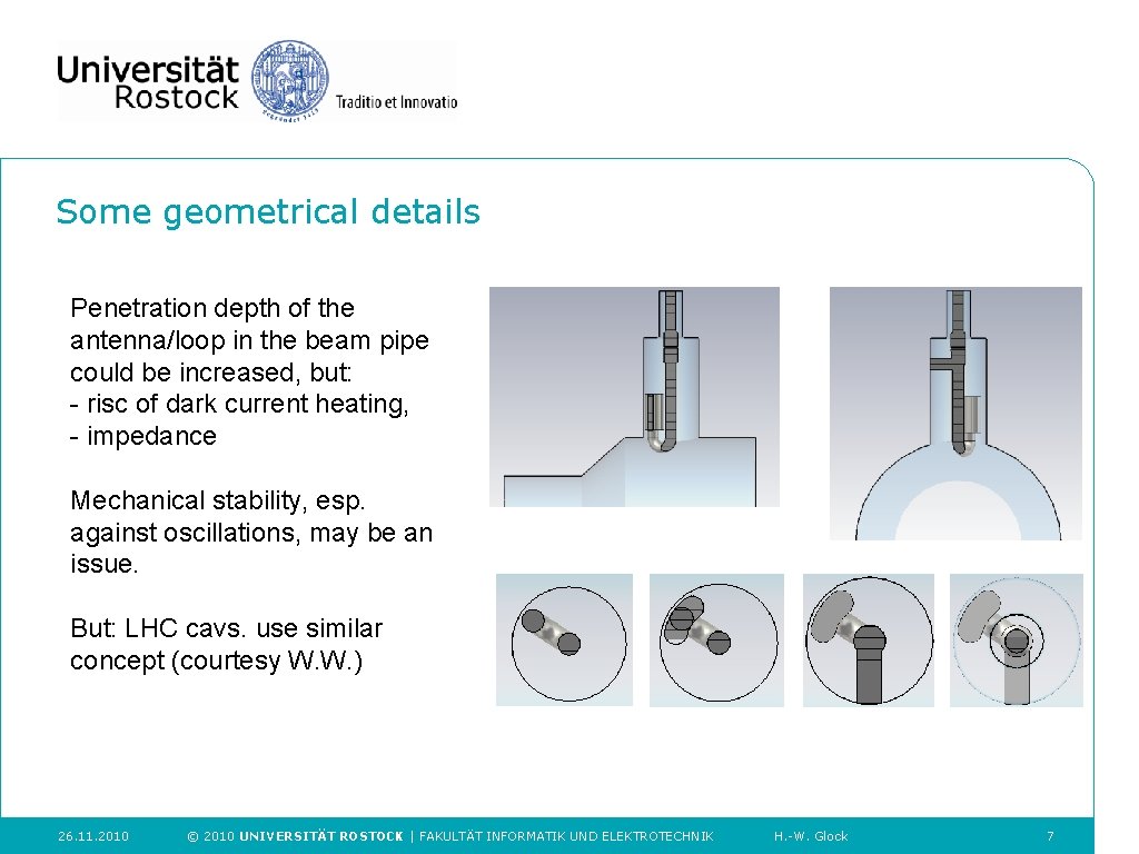 Some geometrical details Penetration depth of the antenna/loop in the beam pipe could be