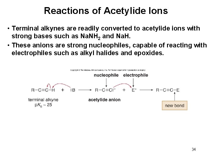 Reactions of Acetylide Ions • Terminal alkynes are readily converted to acetylide ions with